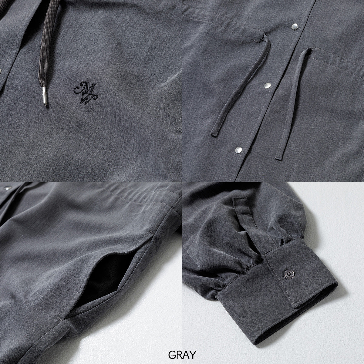 【mew】3WAYフードシャツ(GRAY/BLACK)