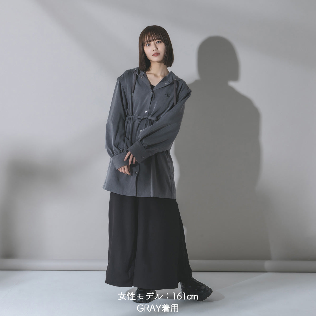 【mew】3WAYフードシャツ(GRAY/BLACK)