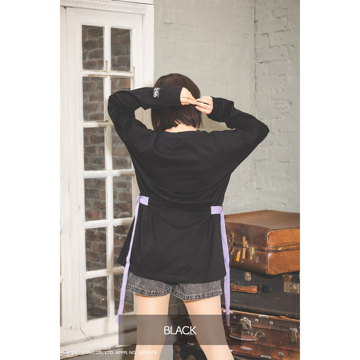 【クロミ×mew】ベルト LS Tシャツ(BLACK/WHITE)