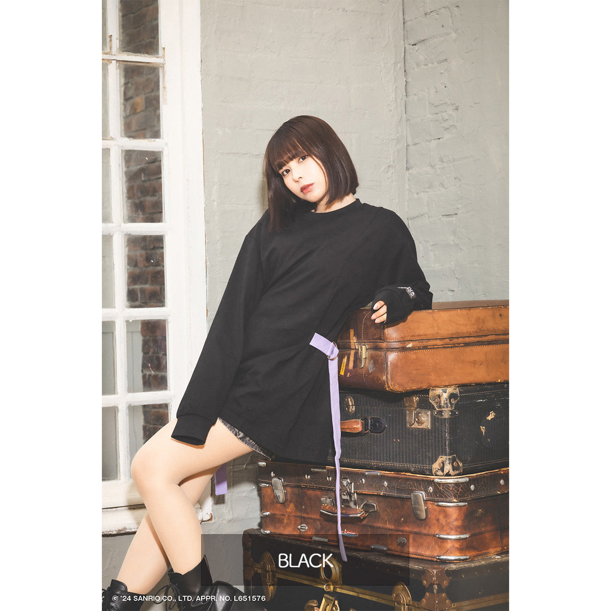 【クロミ×mew】ベルト LS Tシャツ(BLACK/WHITE)