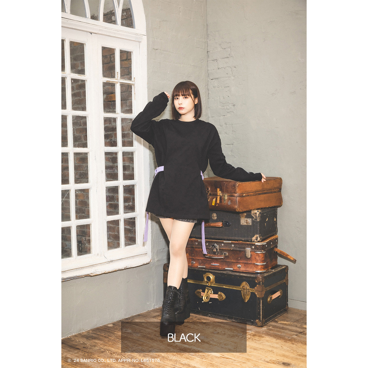 【クロミ×mew】ベルト LS Tシャツ(BLACK/WHITE)