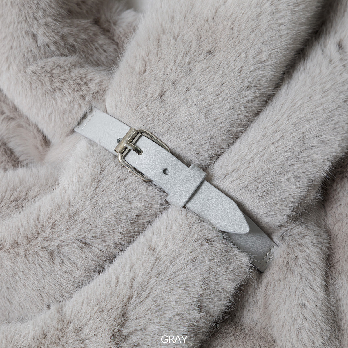 【mew】ファーマフラー(GRAY/BLACK)