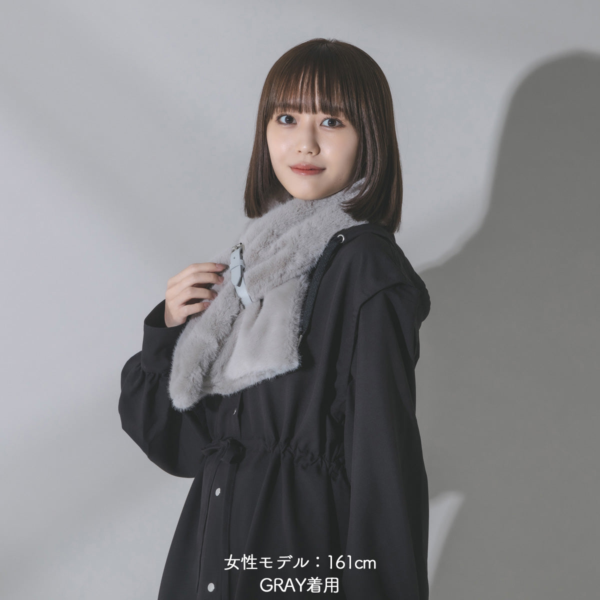 【mew】ファーマフラー(GRAY/BLACK)