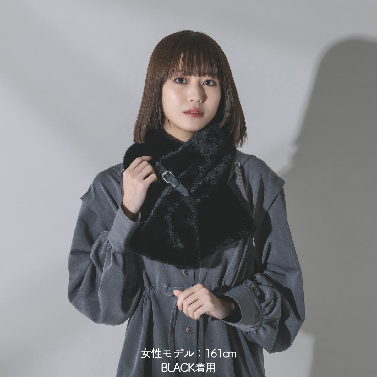 【mew】ファーマフラー(GRAY/BLACK)