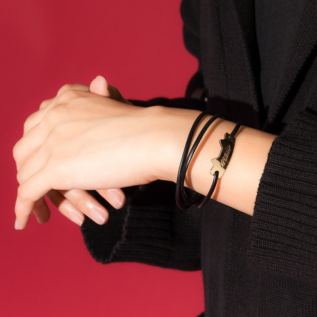 【mew】レザーコードブレスレット(GLD)