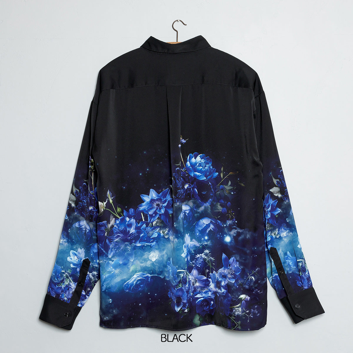 【cielkocka】星空の花束シャツ（BLACK／BLUE）