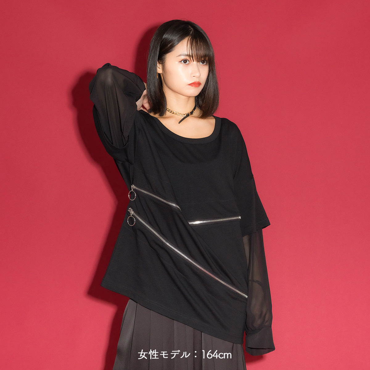 【mew】ZIPレイヤードL/S Tシャツ(BLK)