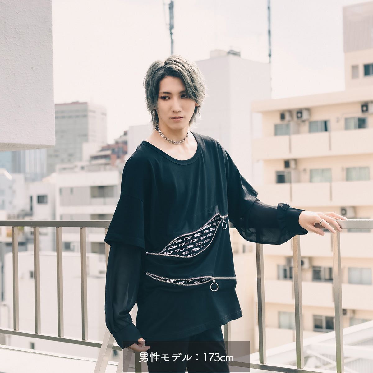 【mew】ZIPレイヤードL/S Tシャツ(BLK)