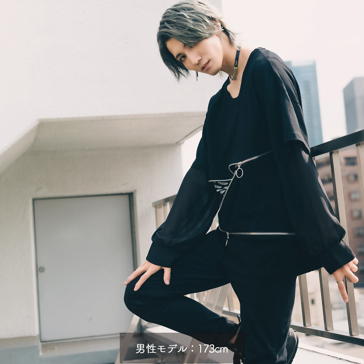 【mew】ZIPレイヤードL/S Tシャツ(BLK)