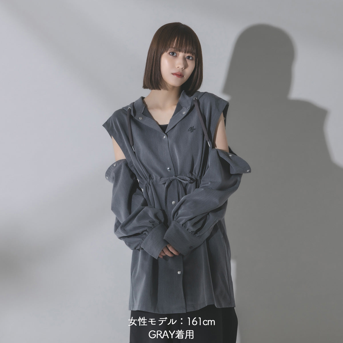 【mew】3WAYフードシャツ（GRAY／BLACK）