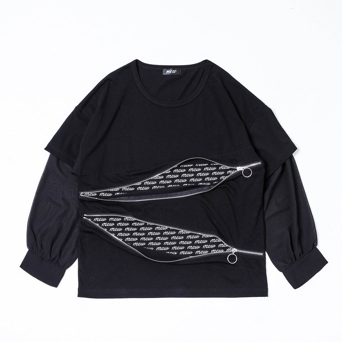 【mew】ZIPレイヤードL/S Tシャツ(BLK)