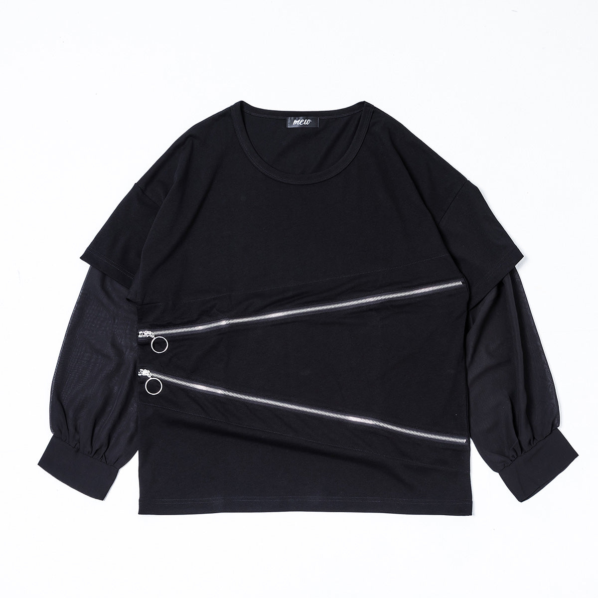 【mew】ZIPレイヤードL/S Tシャツ(BLK)